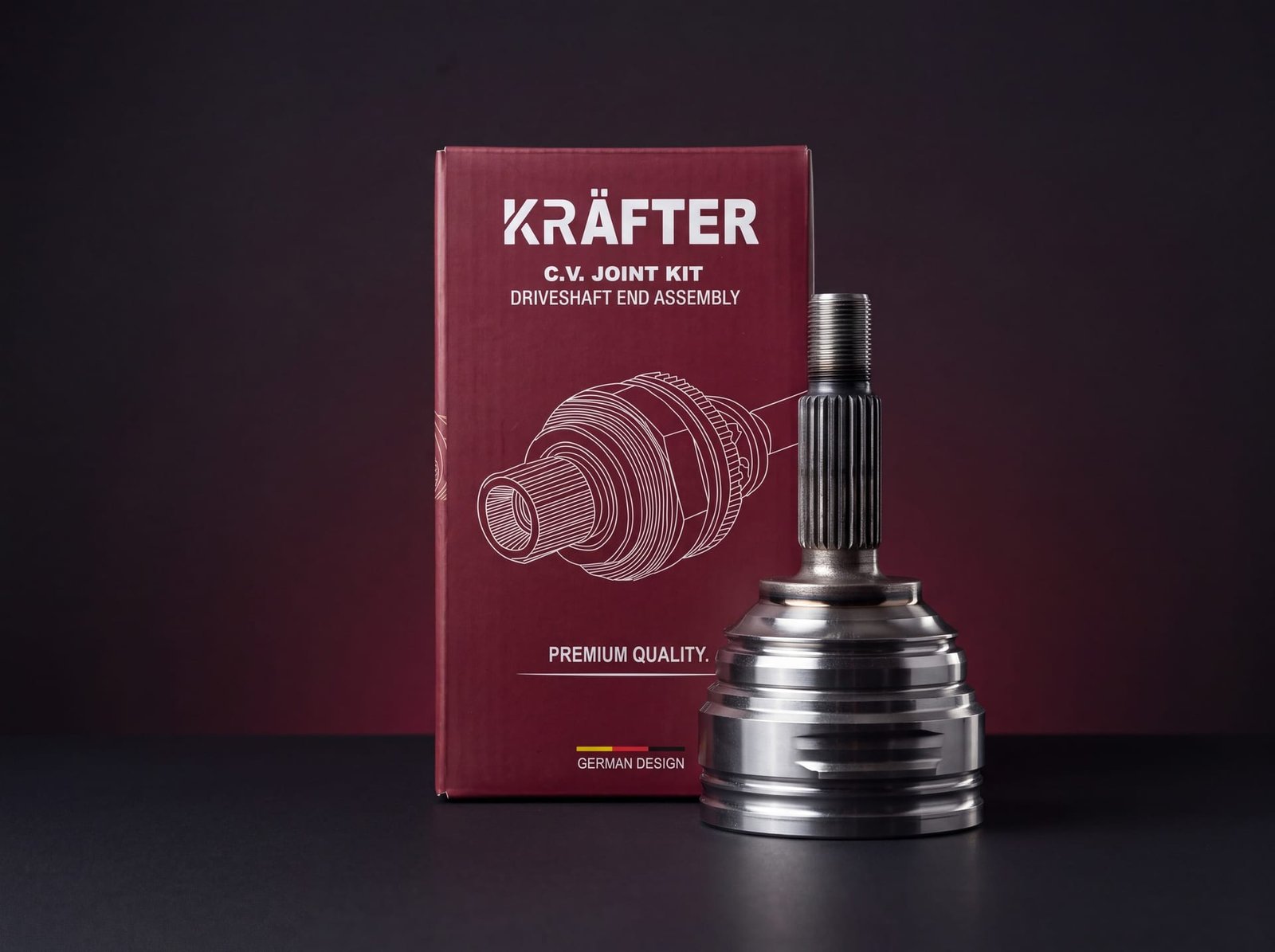 Boîte bordeaux Kräfter et bol de joint homocinétique en acier